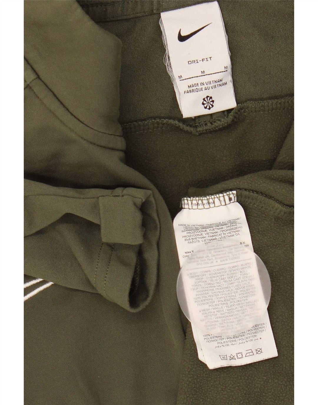 Top Nike da uomo Dri Fit con zip e collo a maniche lunghe color block color kaki medio
