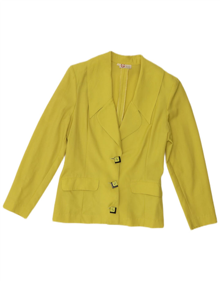 Giacca blazer a 3 bottoni da donna Carla G UK 10 piccola gialla