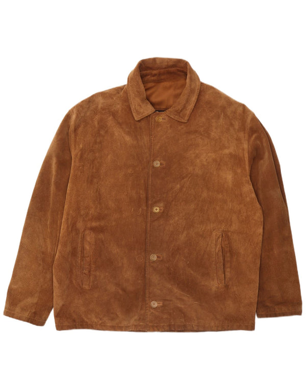 Giacca vintage in pelle scamosciata da uomo IT 54 2XL in pelle marrone