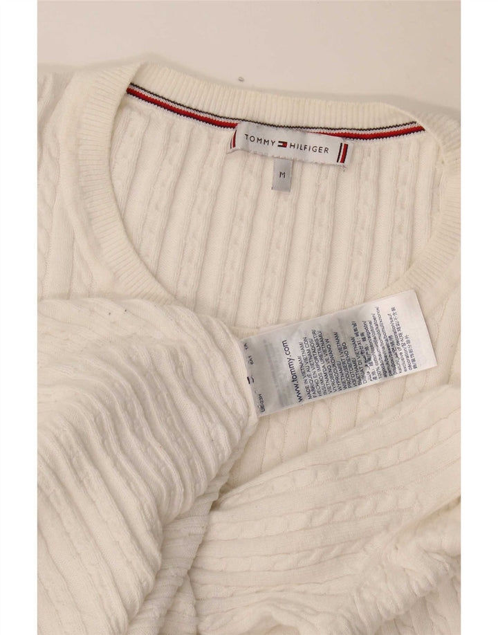 Maglione maglione girocollo da donna Tommy Hilfiger UK 14 cotone bianco medio