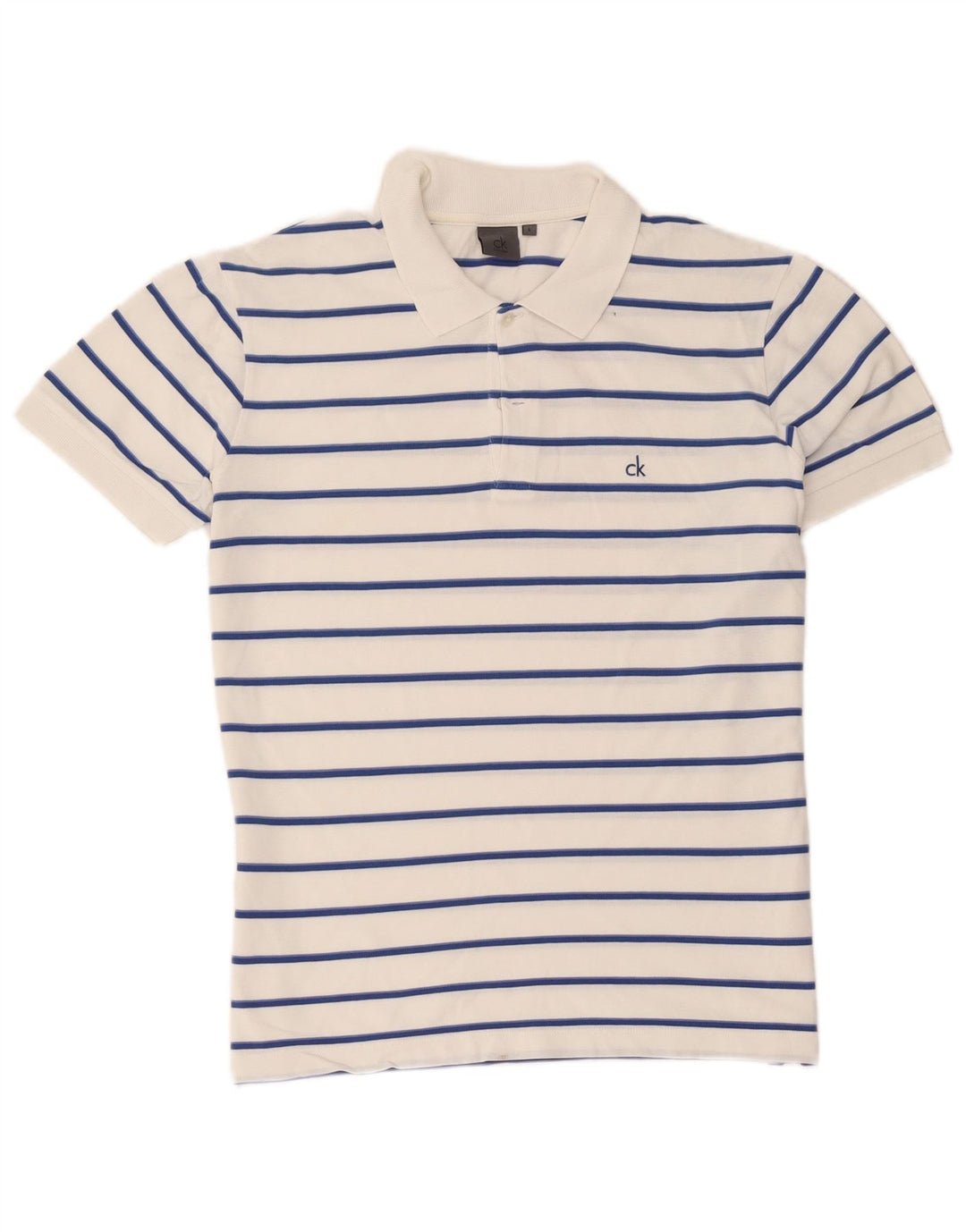 Polo da uomo Calvin Klein grande in cotone a righe bianche