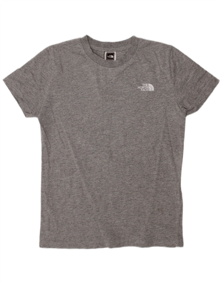 THE NORTH FACE Boys T-Shirt Top 9-10 Years Medium Grey Flecked Cotton