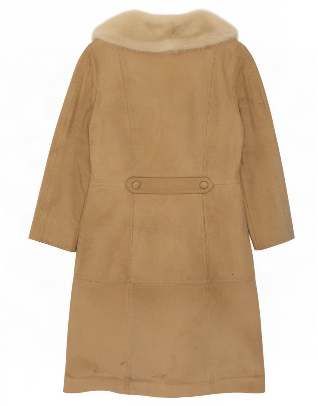 Cappotto in shearling vintage da donna UK 14 in pelle beige medio
