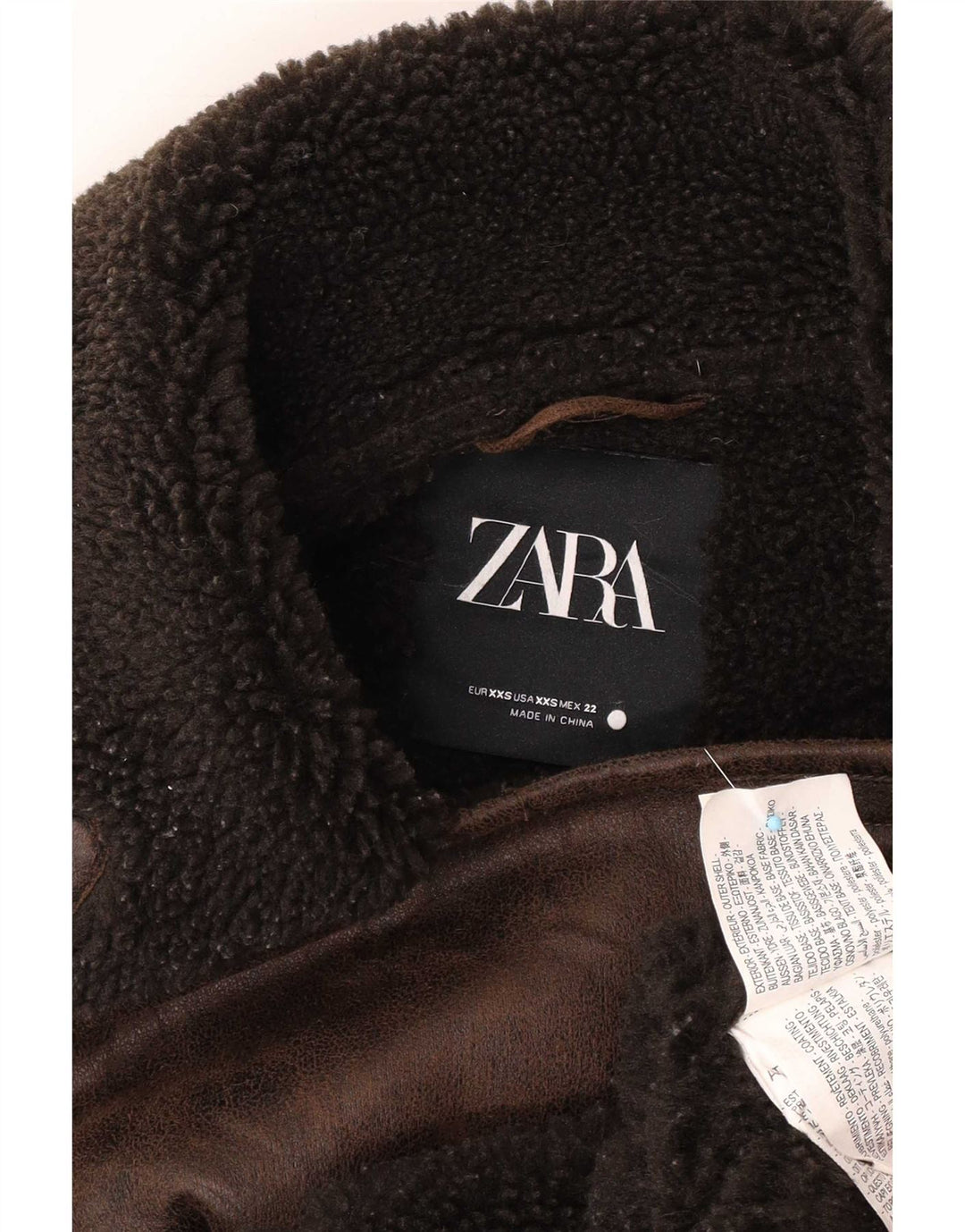 Giacca Sherpa oversize da donna Zara UK 2 2XS Poliestere marrone