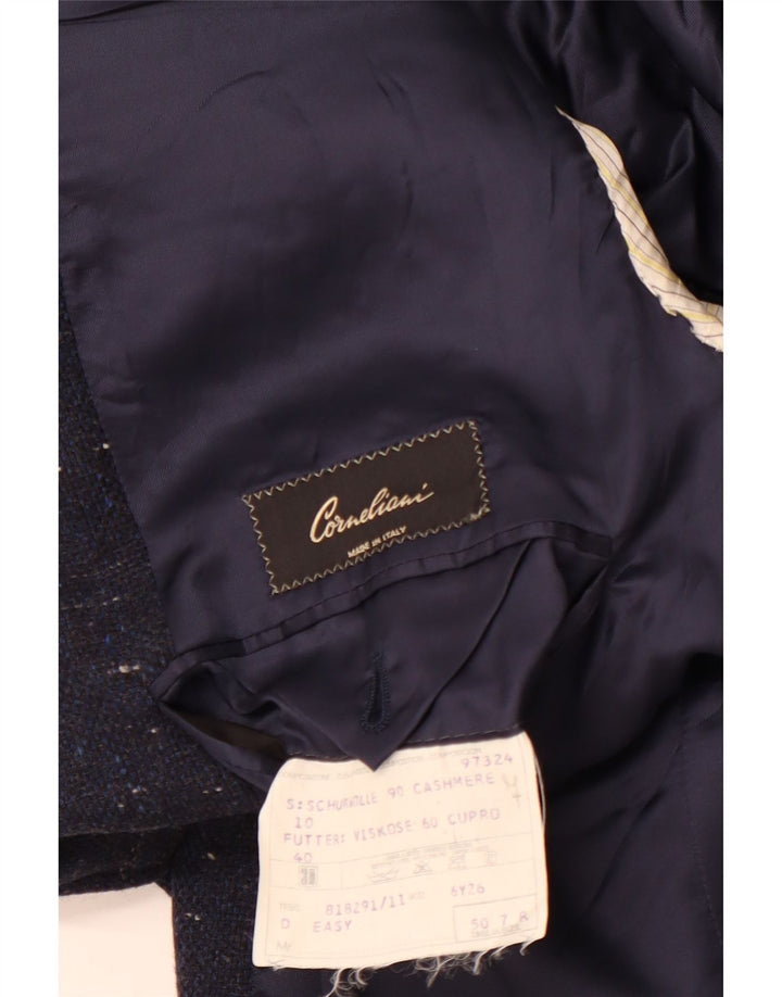 Corneliani Giacca Blazer da Uomo a 3 Bottoni IT 50 Large in Lana Maculata Blu Navy