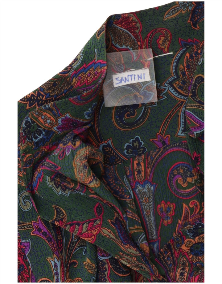 Camicetta pullover da donna Santini UK 14 grande verde floreale