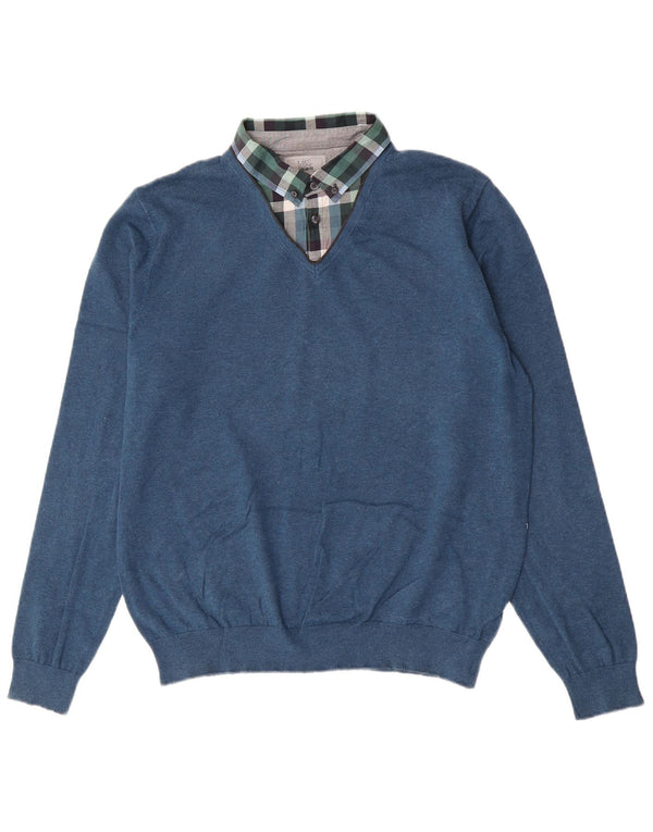 Maglione da uomo Marks & Spencer vestibilità regolare con collo alto, grande blu