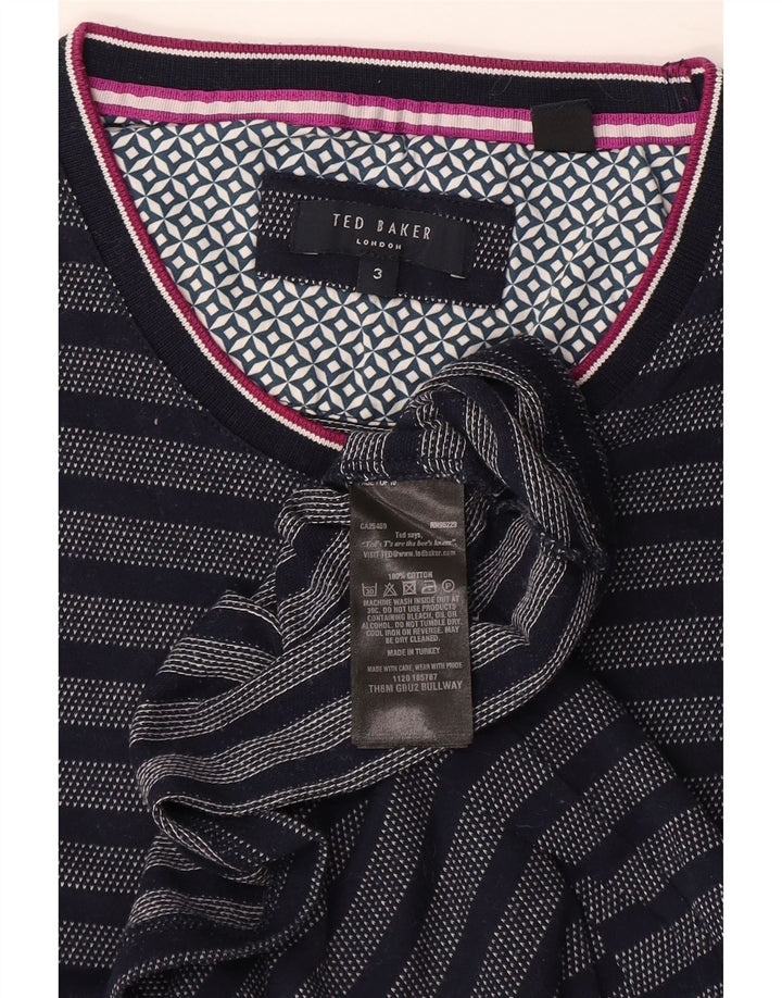 T-shirt da uomo Ted Baker taglia 3 media cotone a righe blu navy