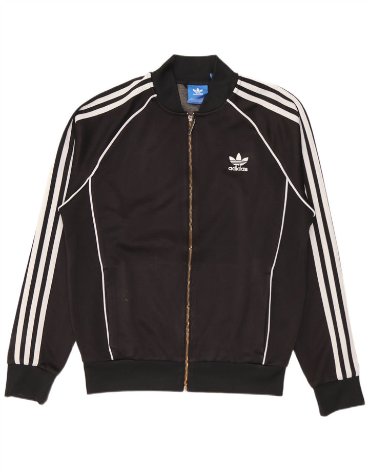Giacca da ginnastica da uomo Adidas, giacca media, colore nero, in poliestere color block