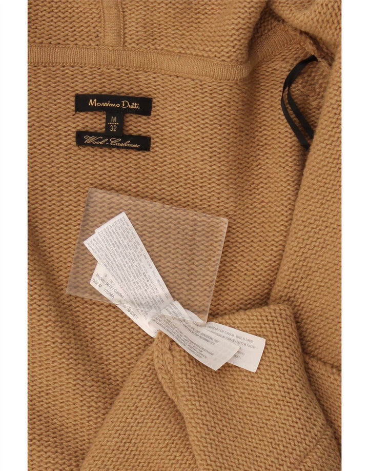 Maglione cardigan aperto con cappuccio da donna Massimo Dutti UK 14 Lana beige medio