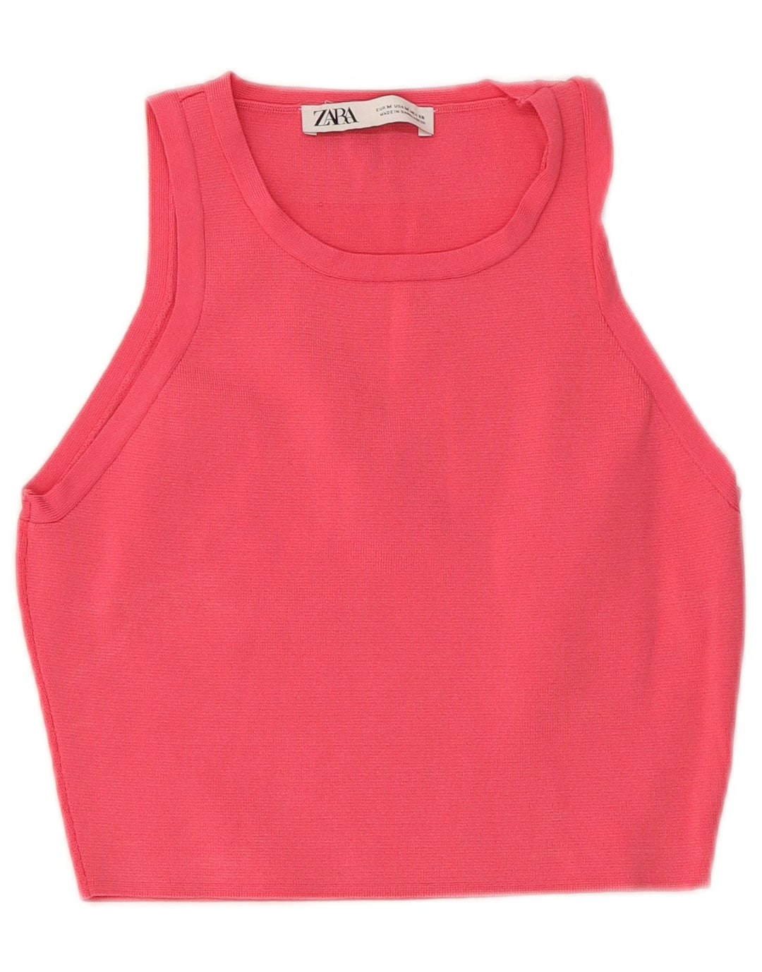 Canotta corta da donna Zara UK 12 Viscosa rosa medio
