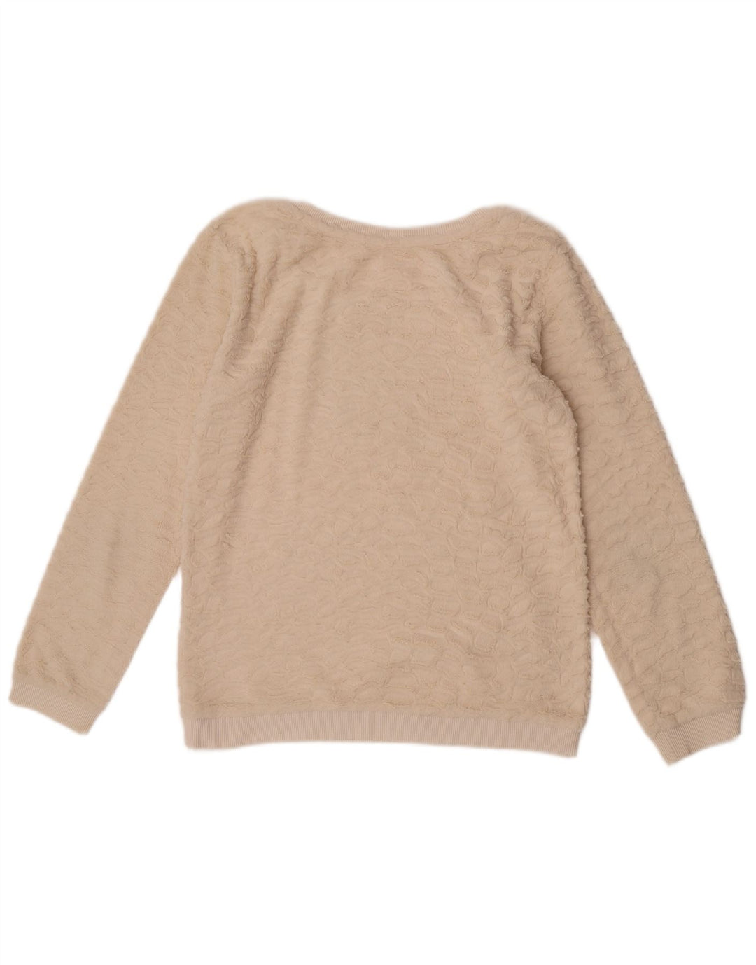 Maglione in pile da donna Zara UK 12 poliestere bianco sporco medio