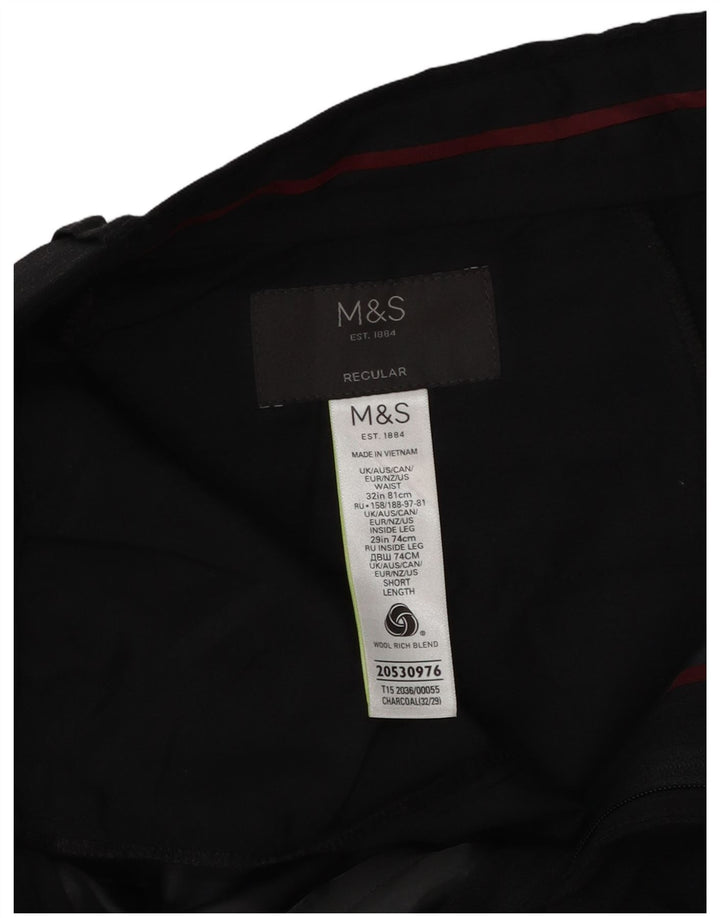 Pantaloni da abito regolari dritti da donna Marks & Spencer W32 L29 neri