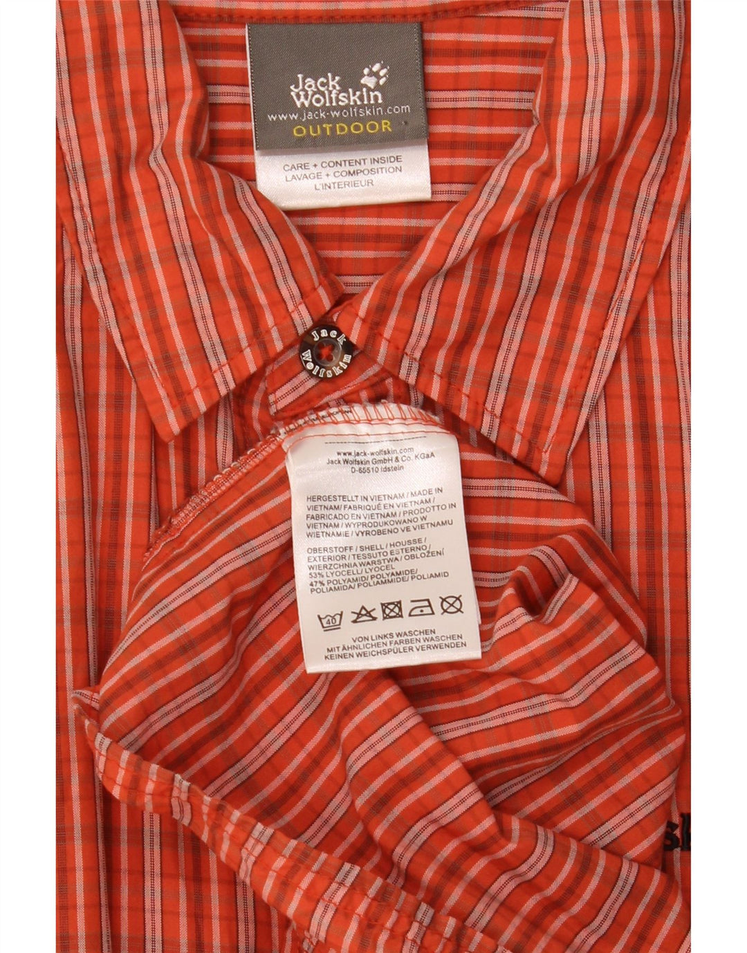 Camicia a maniche corte da uomo Jack Wolfskin XL arancione a quadri Lyocell