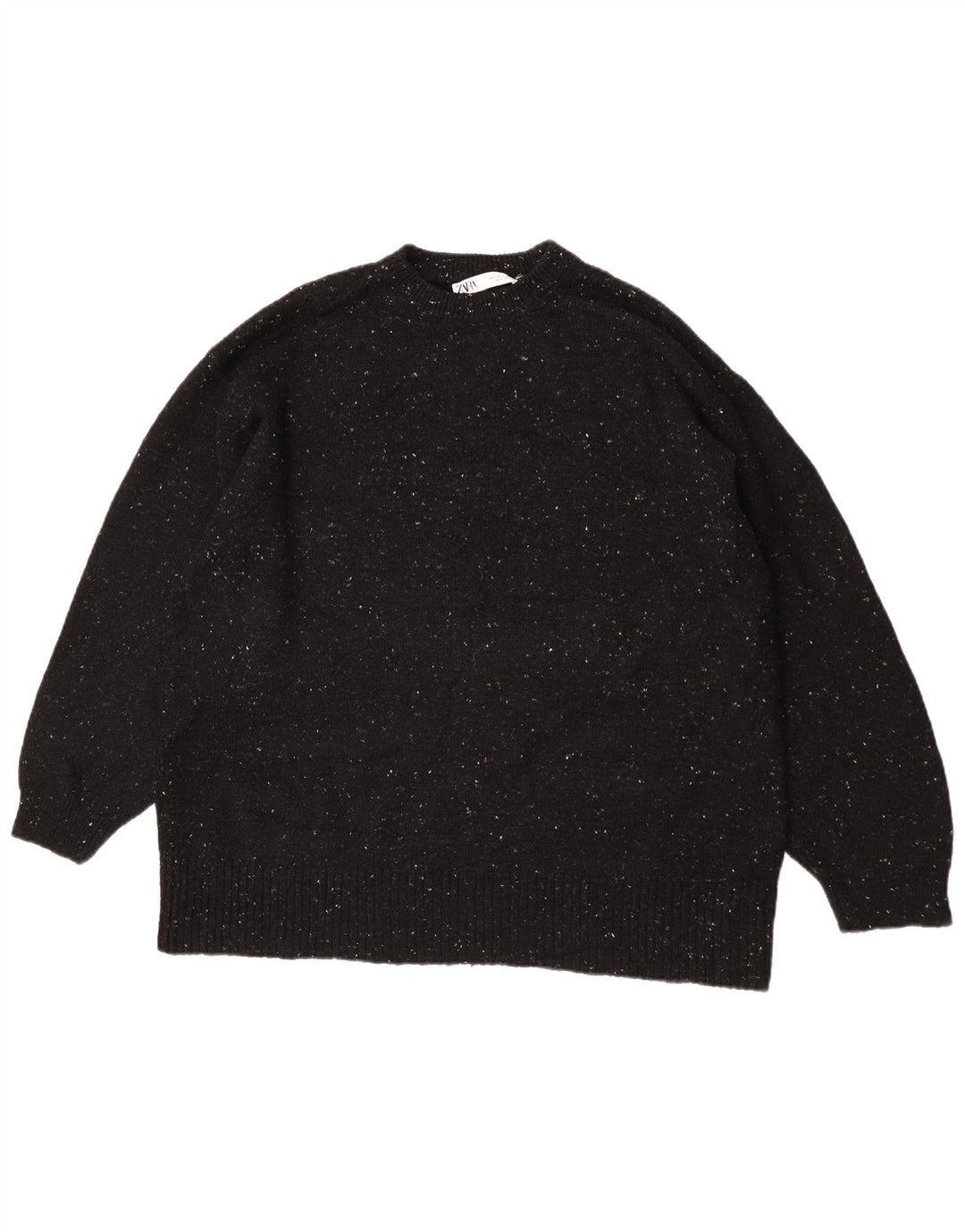Maglione girocollo oversize da donna Zara UK 10 piccolo nero chiazzato