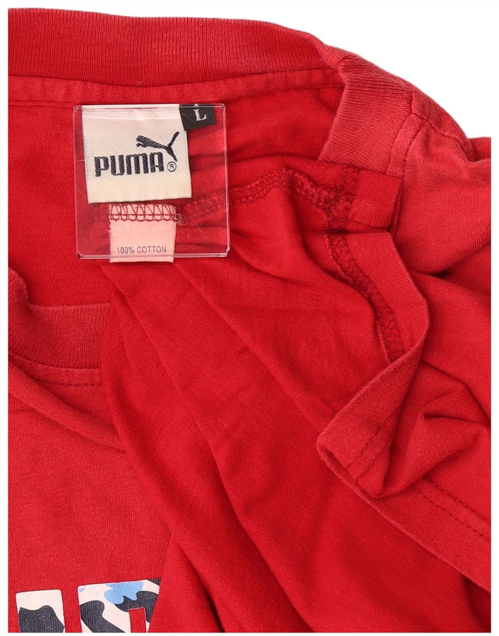 T-shirt grafica da uomo Puma Top grande in cotone rosso