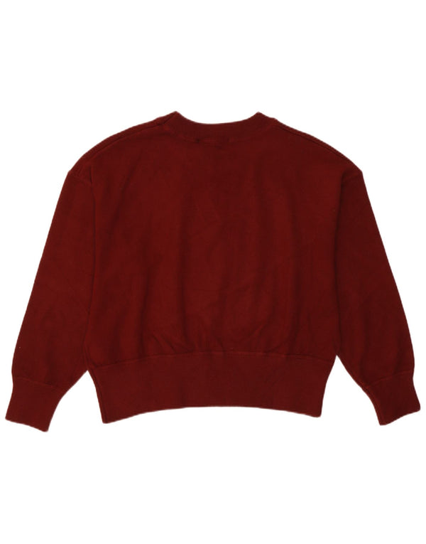 Maglione corto oversize con scollo a barca da donna Zara UK 10 piccolo bordeaux
