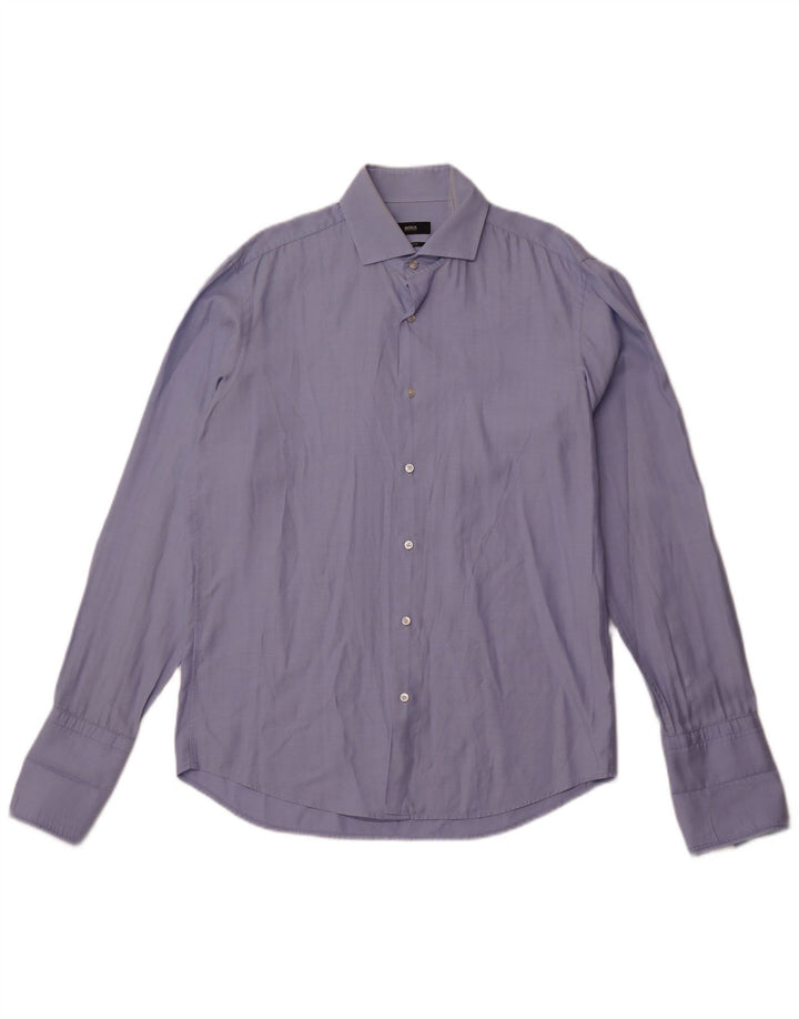 Camicia formale da uomo vestibilità regolare Hugo Boss taglia 39 15 1/2 blu medio