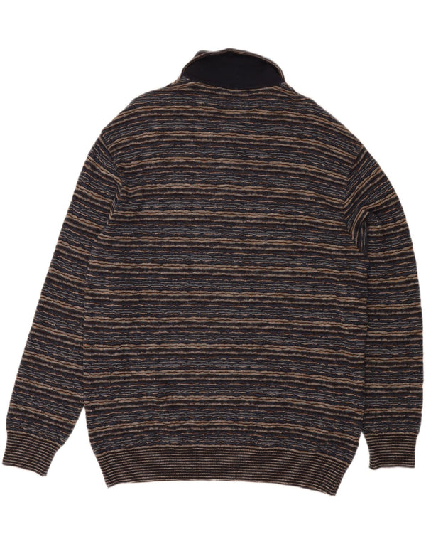 MISSONI Mens Polo Neck Jumper Sweater 3XL Blue Striped Wool