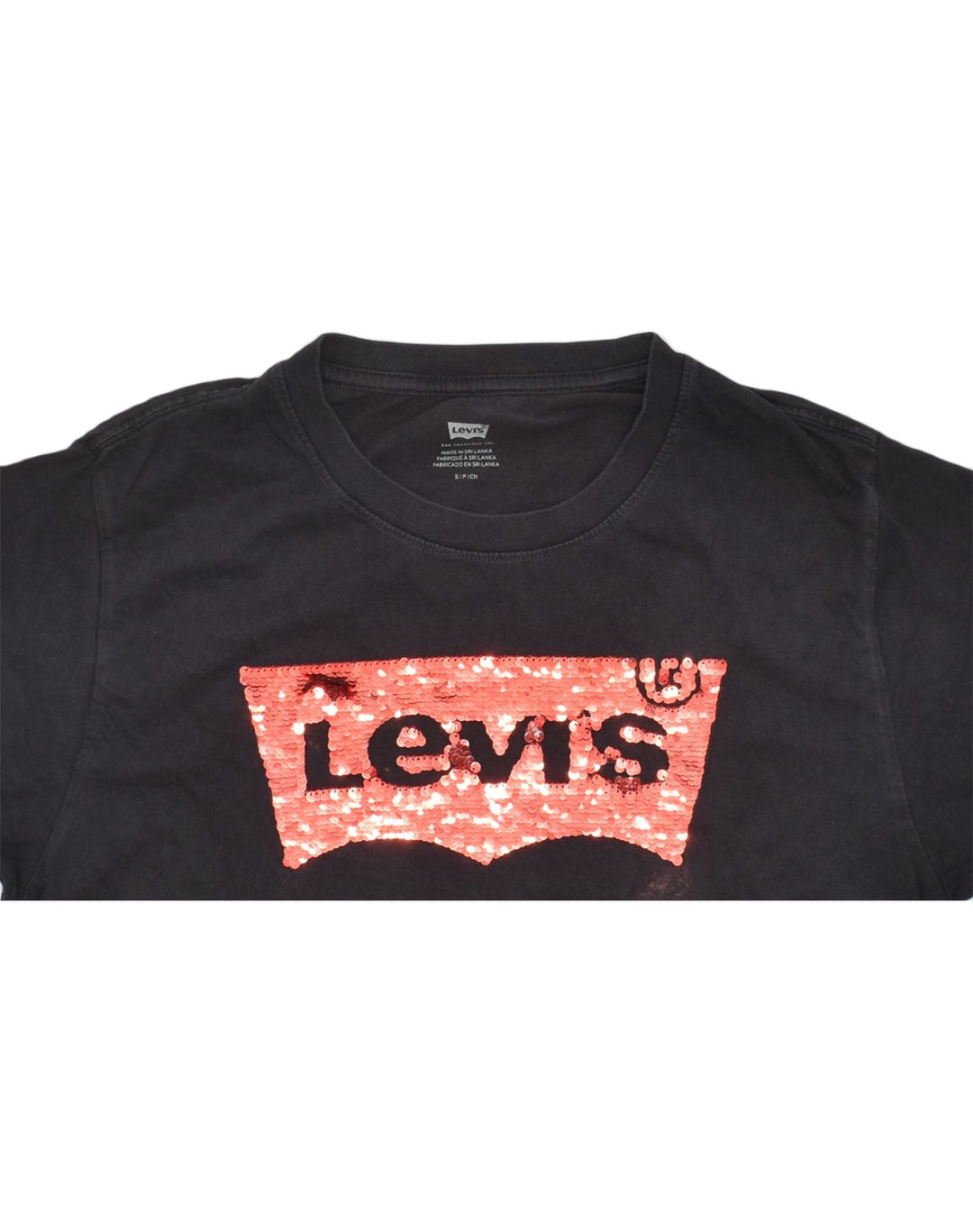 LEVI'S Womens Oversized Graphic T-Shirt Top UK 10 Small Black Cotton | Vintage | Thrift | Second-Hand | Used Clothing | Messina Hembry 