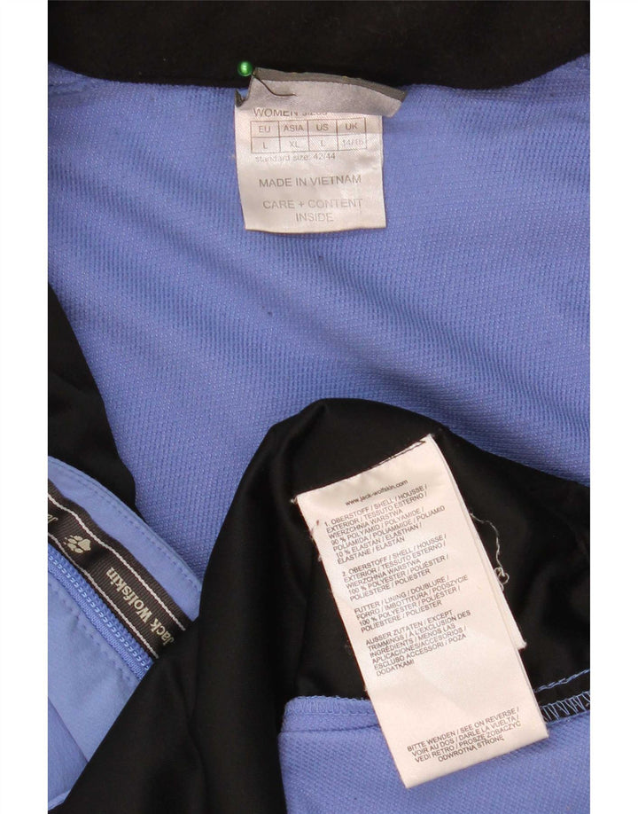 Giacca antipioggia con cappuccio da donna Jack Wolfskin UK 14/16 Large Blu Poliammide