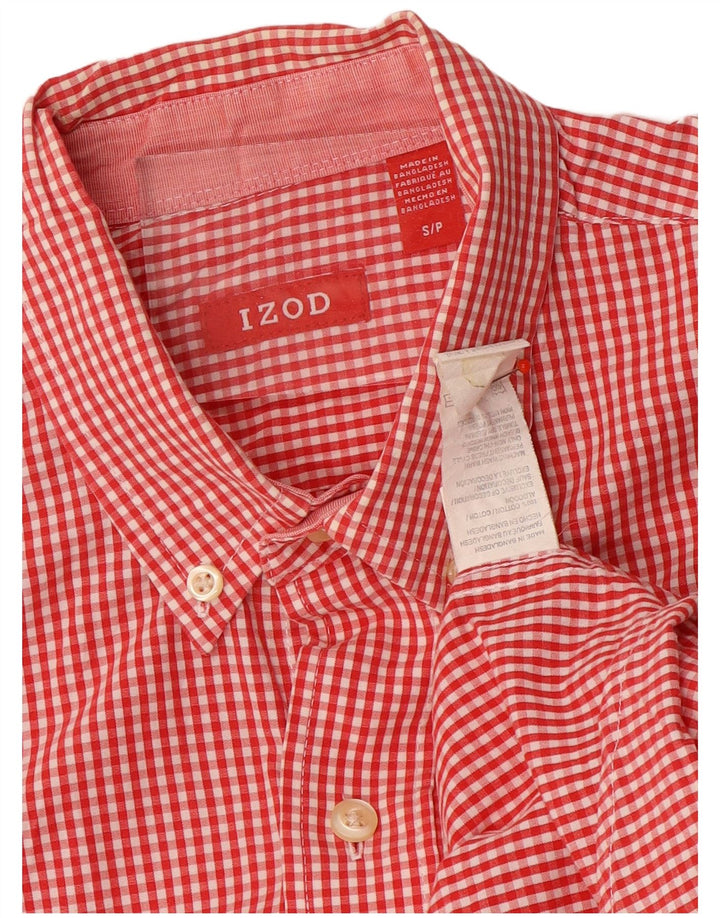 Camicia a maniche corte da uomo Izod piccola in cotone a quadretti rossi