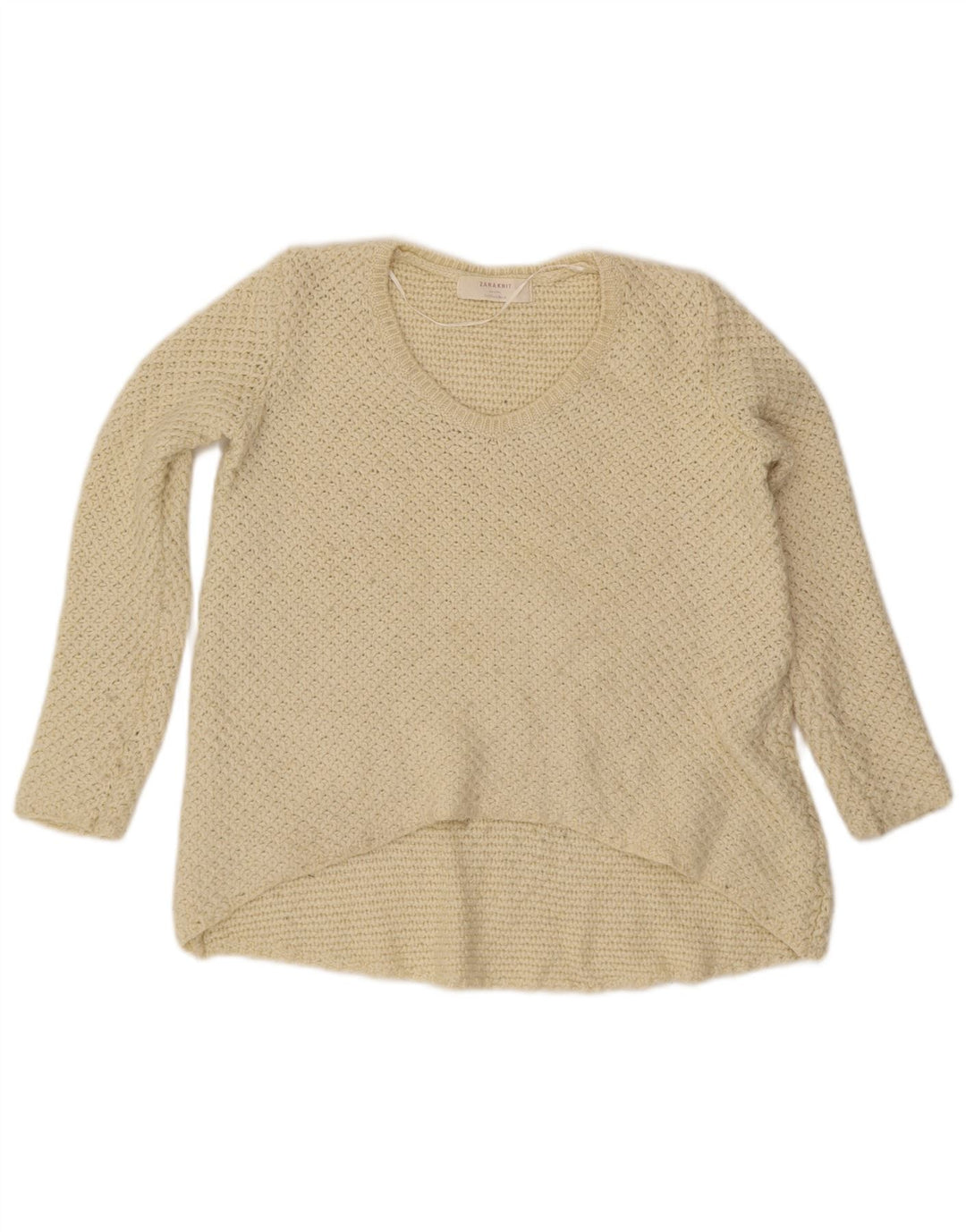 Maglione oversize con scollo a V da donna Zara UK 10 piccolo bianco sporco