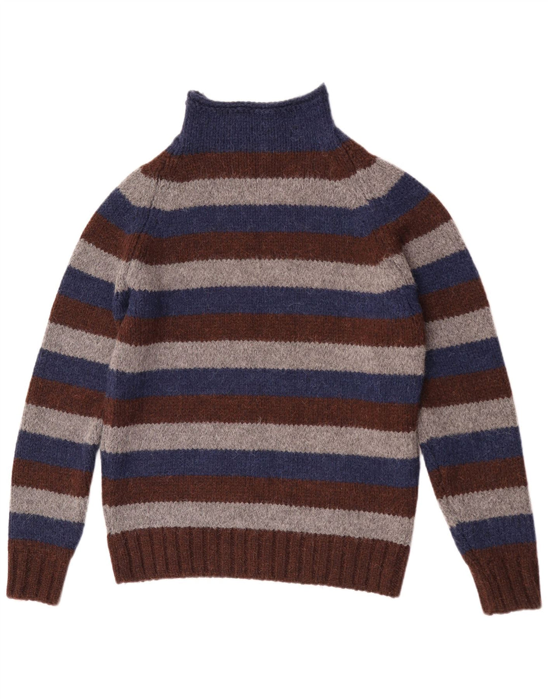 Gas Maglione da uomo con collo alto e maglione a righe grandi in lana vergine a righe multicolori