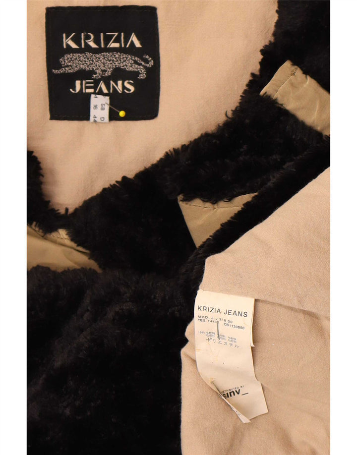 Soprabito da donna Krizia Jeans UK 16 Large Beige Colourblock Poliestere