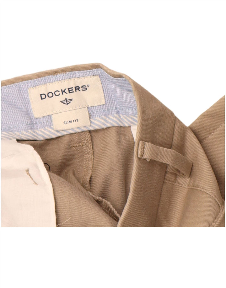 DOCKERS Pantaloni chino slim fit da uomo W32 L30 in cotone beige
