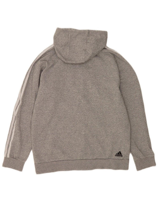 Maglione con cappuccio e zip grafica da uomo Adidas grande in cotone color block grigio