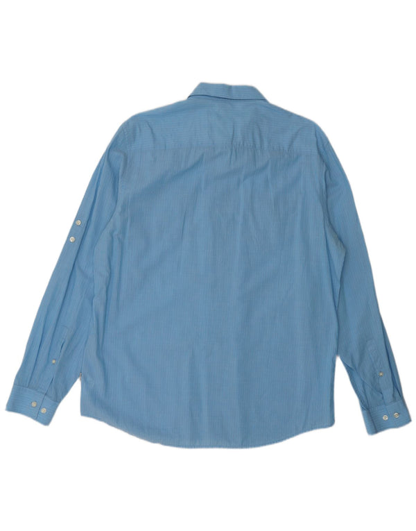Camicia da uomo Calvin Klein grande in cotone gessato blu