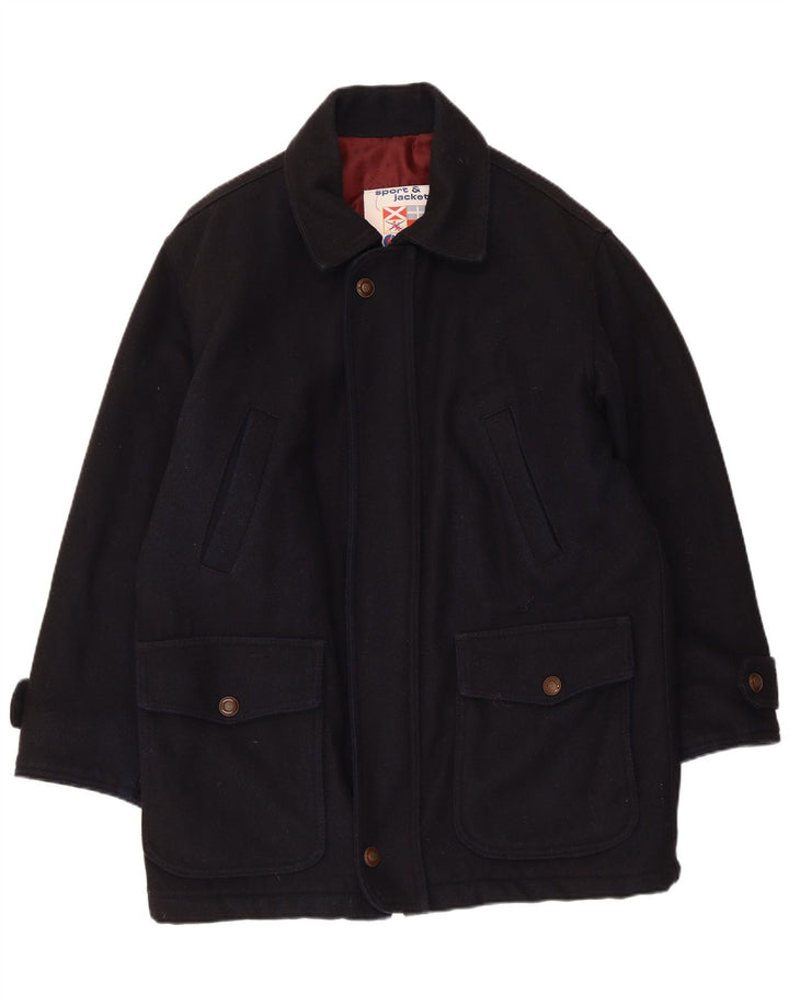 Cappotto da uomo Polbot UK 38 medio in lana blu navy