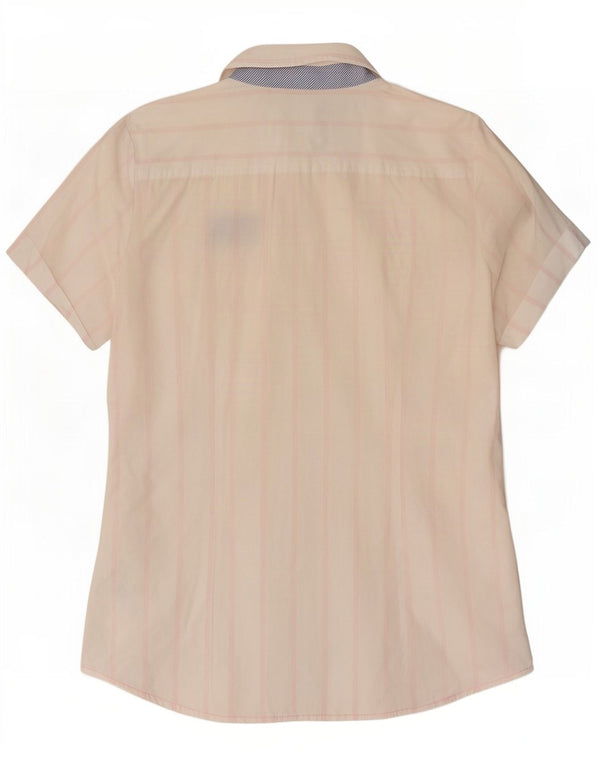 Tommy Hilfiger Womens Short Sleeve Shirt US 14 XL White Striped Cotton