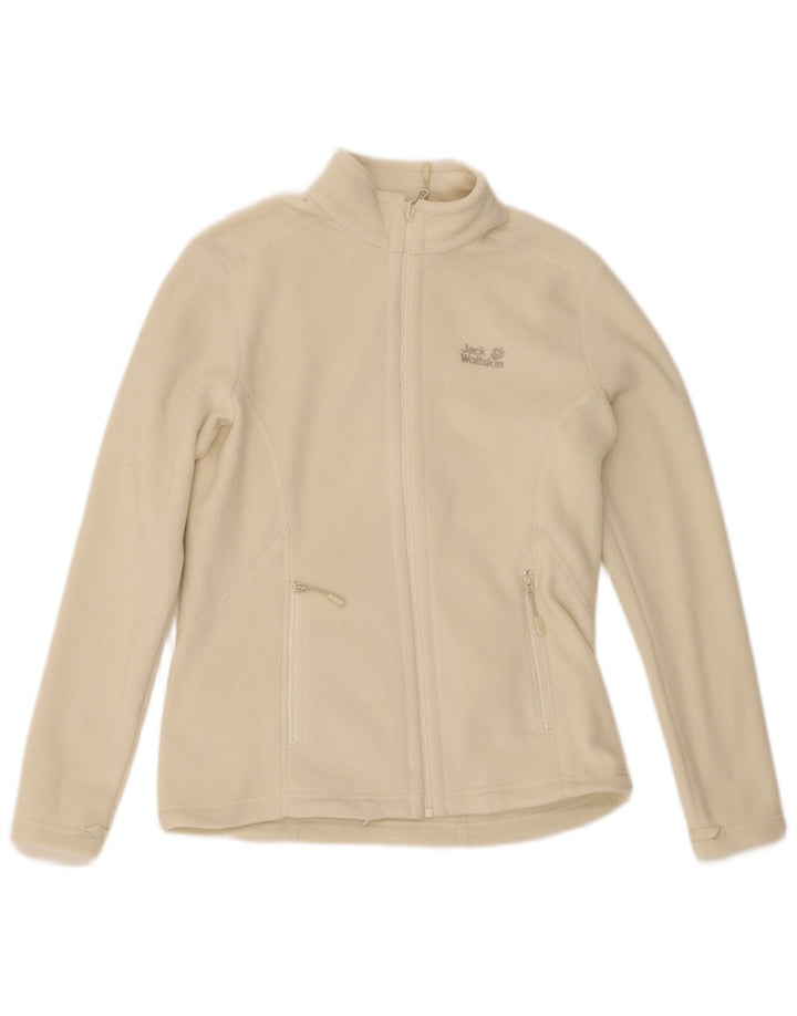 Giacca in pile con fodera da donna Jack Wolfskin UK 8/10 Small Poliestere bianco sporco