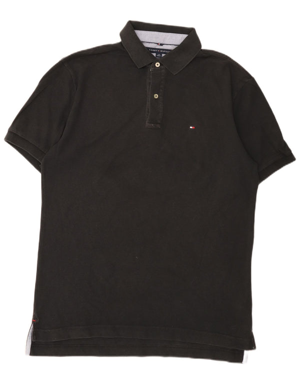 Polo da uomo Tommy Hilfiger vestibilità classica, grande, cotone nero