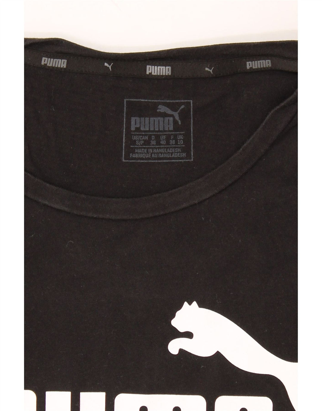 PUMA Womens Graphic T-Shirt Top UK 10 Small Black Vintage Puma and Second-Hand Puma from Messina Hembry 