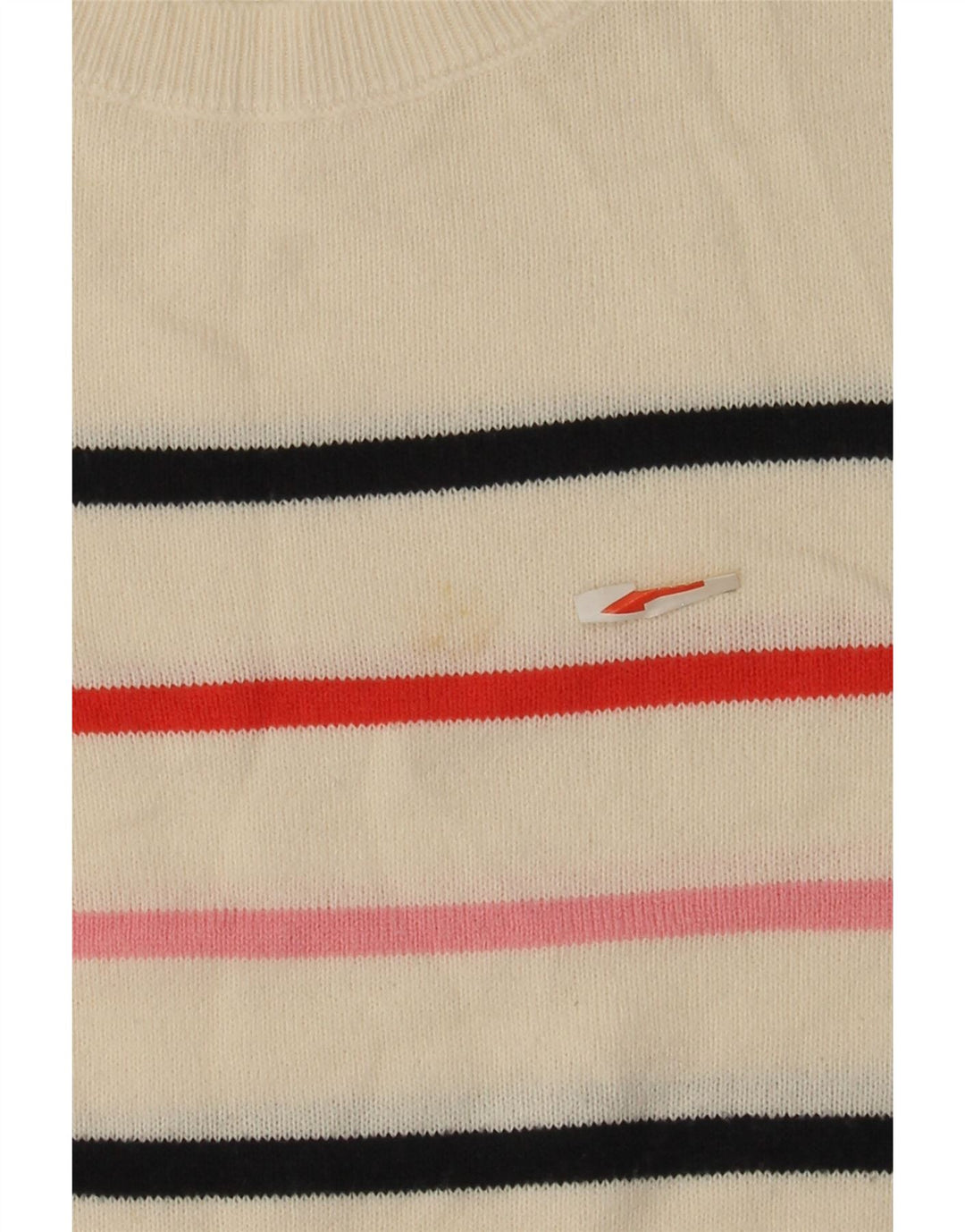 Maglione maglione girocollo da donna Marks & Spencer UK 12 a righe bianche medie