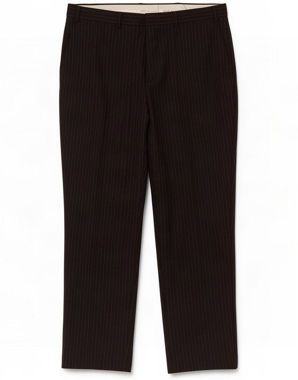 Marks & Spencer Pantaloni da abito dritti da uomo W40 L29 Gessato nero