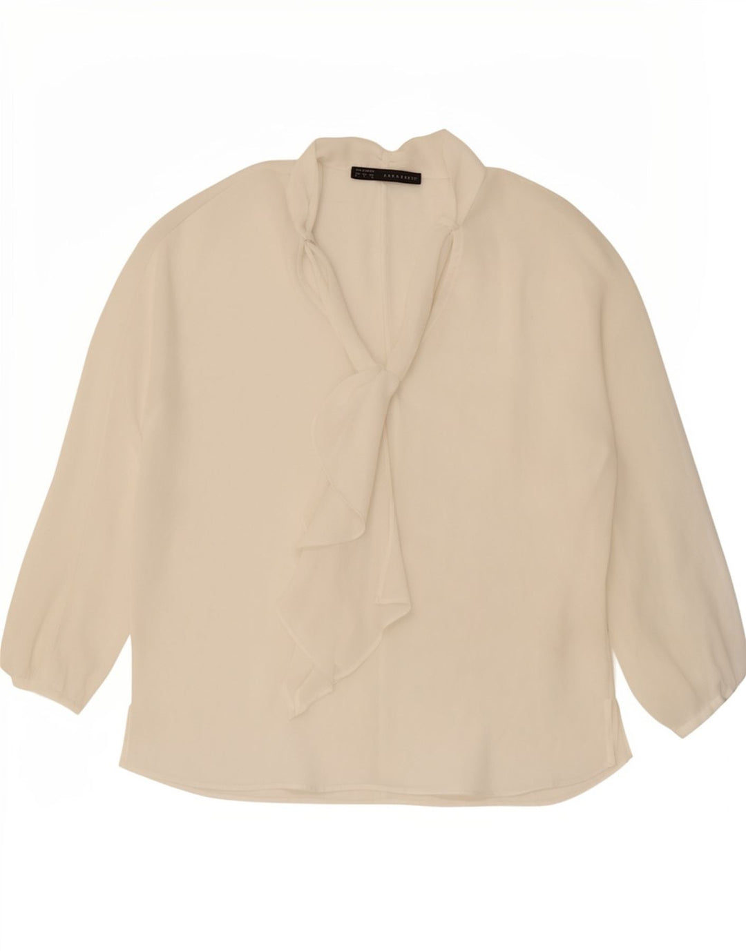 Top Zara da donna a maniche lunghe con cravatta frontale trasparente UK 16 grande bianco