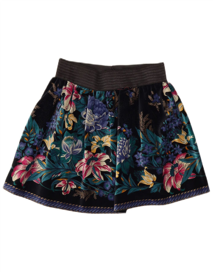 Gonna a pieghe vintage in velluto da donna W26 piccola multicolore