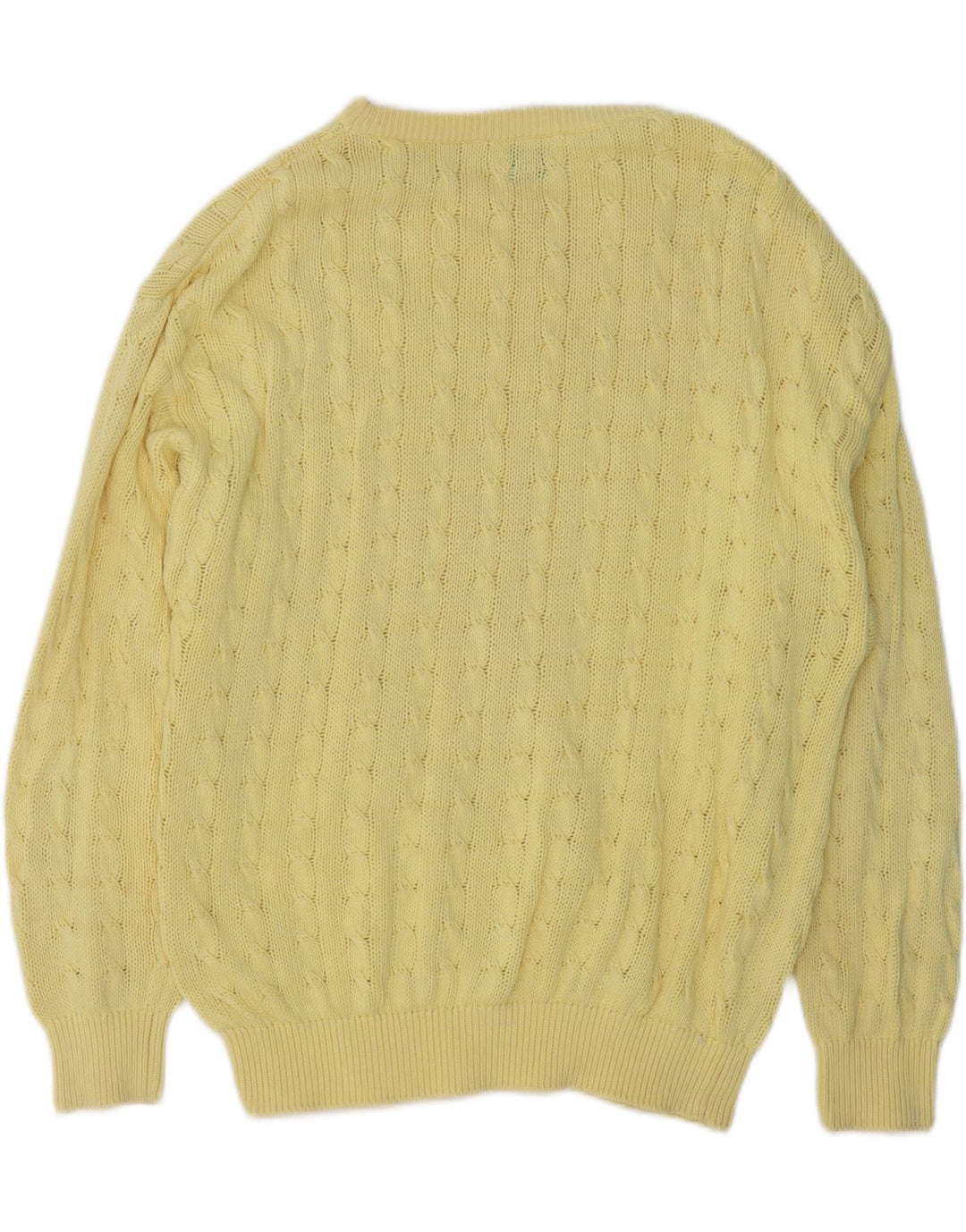 Maglione da uomo con scollo a barchetta Benetton IT 50 in cotone giallo medio
