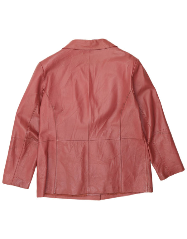 Giacca in pelle vintage da donna UK 16 grande rosa