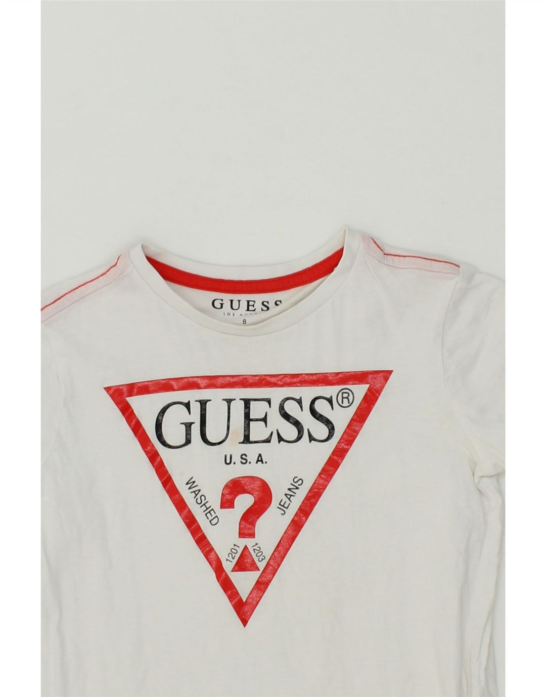 GUESS Girls Graphic T-Shirt Top 7-8 Years White Vintage Guess and Second-Hand Guess from Messina Hembry 