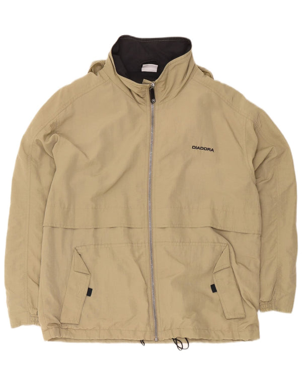 Giacca antipioggia da uomo Diadora vestibilità ampia con cappuccio UK 36 Small Khaki Sports