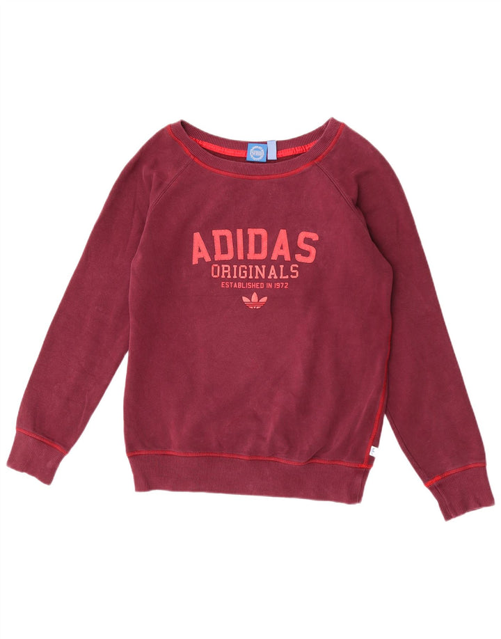 Felpa grafica da donna Adidas Jumper UK 12 Borgogna media