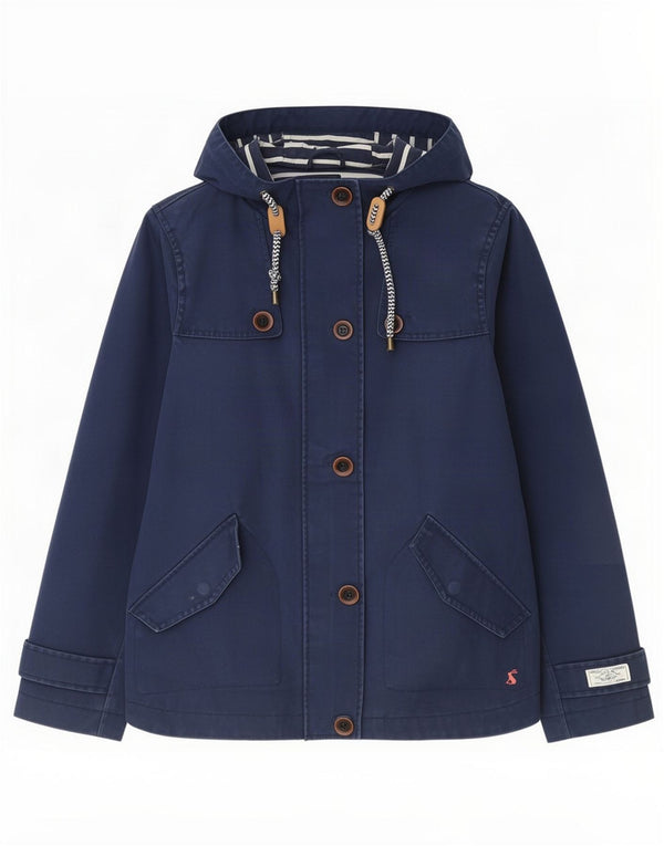 Giacca antipioggia con cappuccio da donna Joules UK 8 Small Blu Navy Cotone