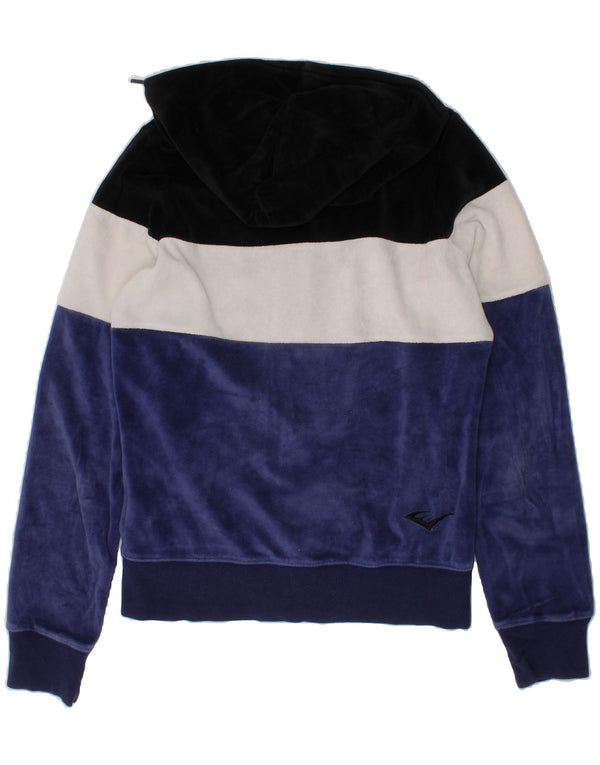 EVERLAST Womens Loose Fit Zip Hoodie Sweater UK 6 XS Blue Colourblock