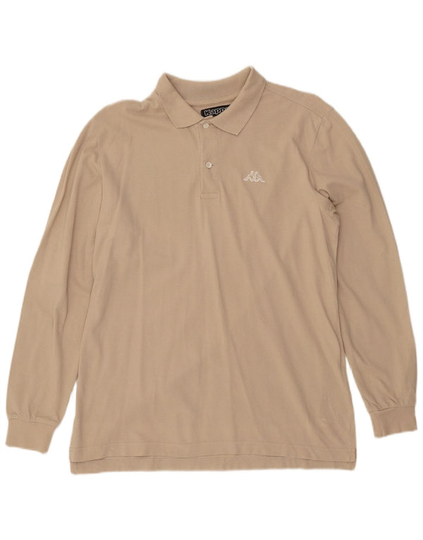 Polo KAPPA da uomo a maniche lunghe in cotone beige medio
