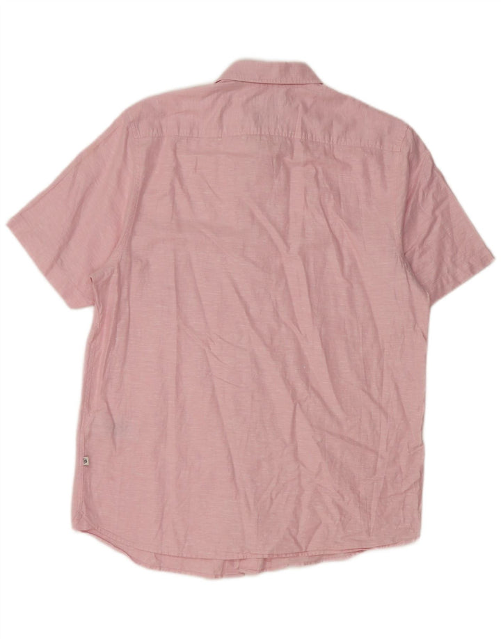 TED BAKER Camicia da uomo a maniche corte vestibilità regolare taglia 3 medio rosa screziato